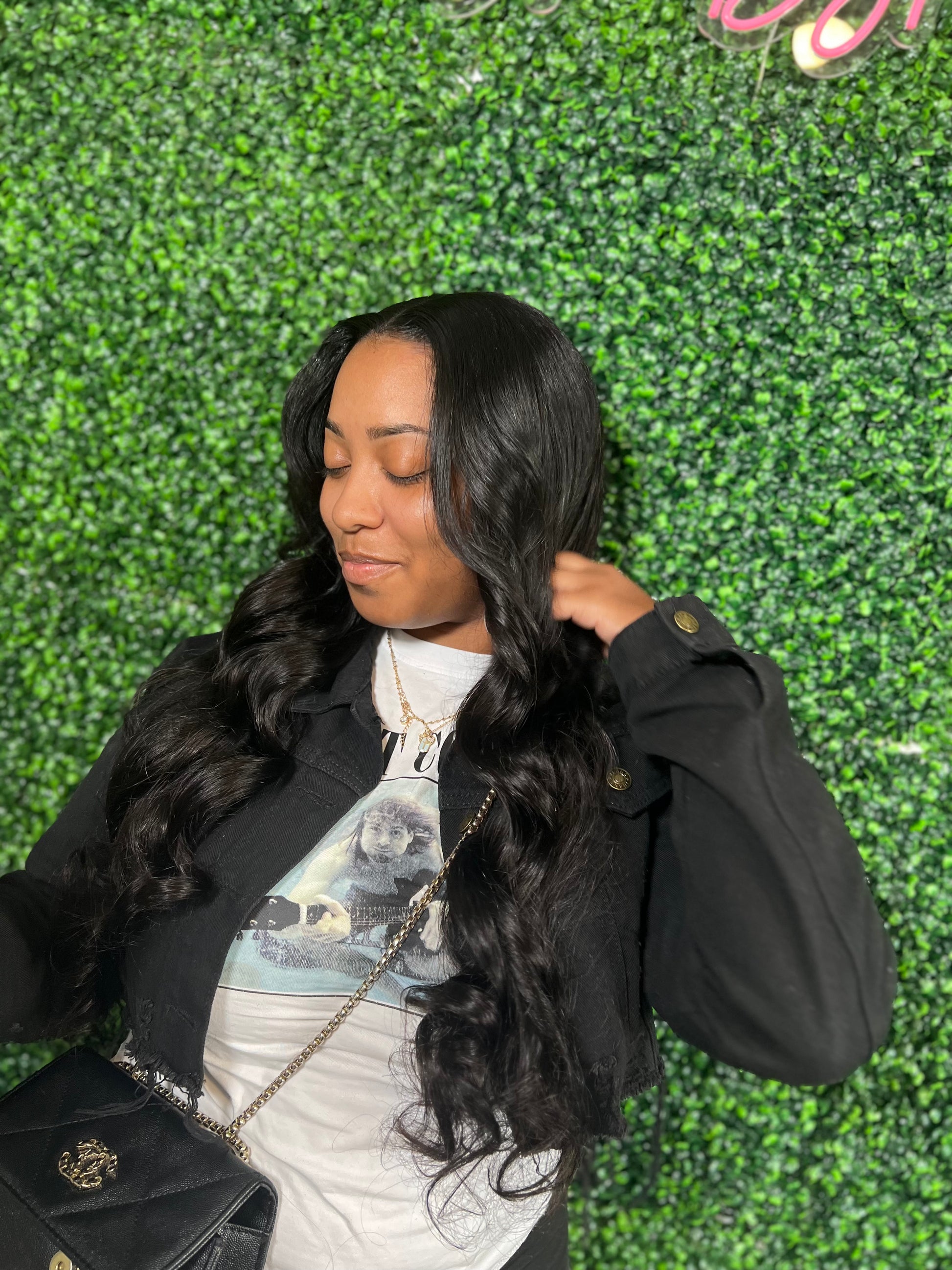 Green u part sales wig